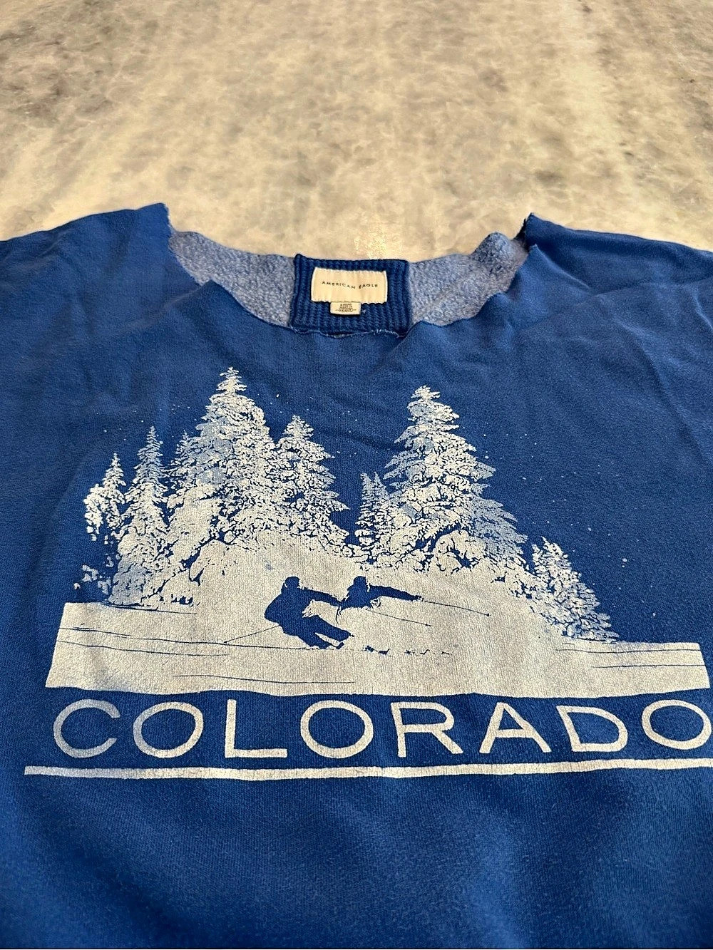 American Eagle Colorado Ski Graphic Sweatshirt Blue LRG, cozy, Gorpcore, winter